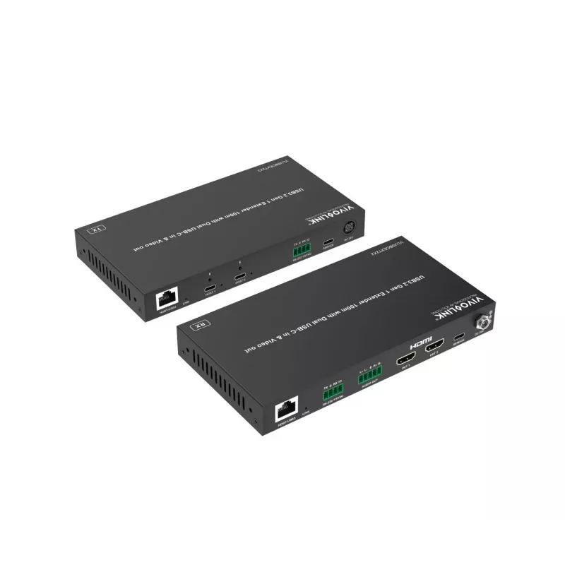 VivoLink VLUSBCEXT2X2 USB-3.2-Gen-1-Extender, 100 m, Dual-USB-C-Eingang und Video