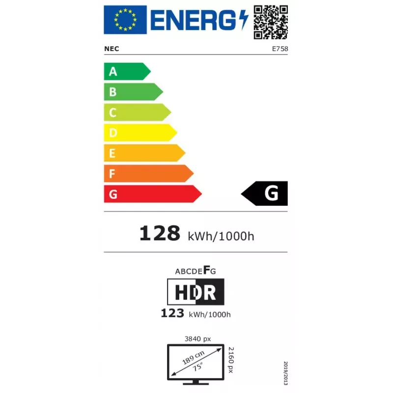NEC MultiSync E758 Digital-Signage-Flachbildschirm 189,2 cm (74,5 Zoll) LED 400 cd/m² 4K Ultra HD Schwarz 18/7