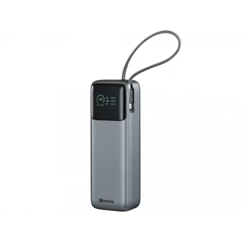 Tragbare Powerbank SANDBERG All-in1 Powerbank 20000 PD 130W — 20000 mAh, LiPo, USB-A 1x, USB-C 1x, 130 W, schwarz/grau