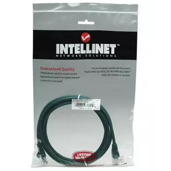 Intellinet Netzwerk-Patchkabel, Cat5e, 2 m, Grün, CCA, U/UTP, PVC, RJ45, vergoldete Kontakte, Knickschutz, angespritzt, lebenslange Garantie