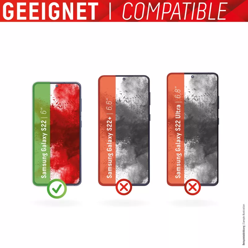 Displex Smart Glass (9H) für Samsung Galaxy S22, Montageaufkleber, unzerbrechlich, ultraflach, unsichtbar