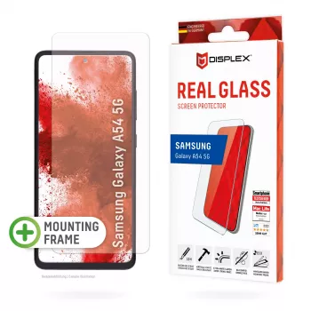 Displex Displayschutzglas (10H) für Samsung Galaxy A54 5G, Eco-Montagerahmen, kratzfest