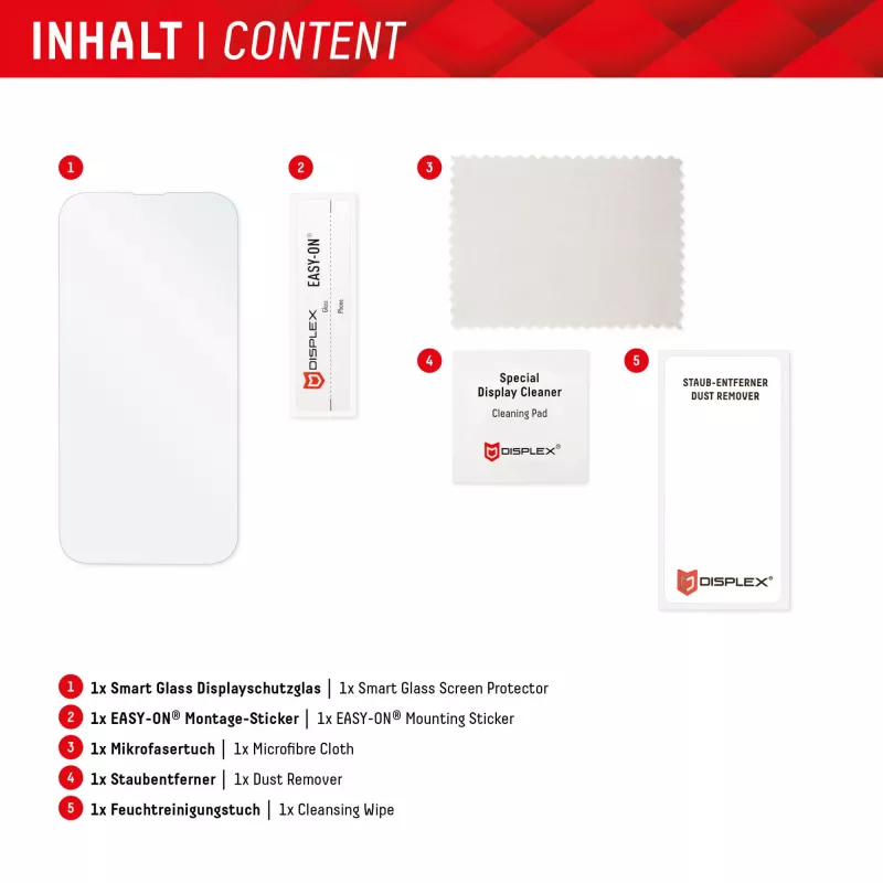 Displex Smart Glass (9H) für Samsung Galaxy A54 5G, Montageaufkleber, unzerbrechlich