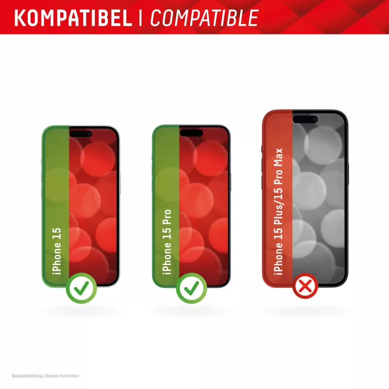 Displex Privacy Screen Protector (10H) für Apple iPhone 15/15 Pro, Eco-Montagerahmen, Privacy Filter