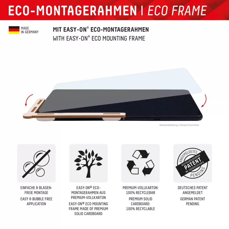 Displex Tablet Glass (9H) für Samsung Galaxy Tab A11+/A9+, Eco Montagerahmen, unzerbrechlich