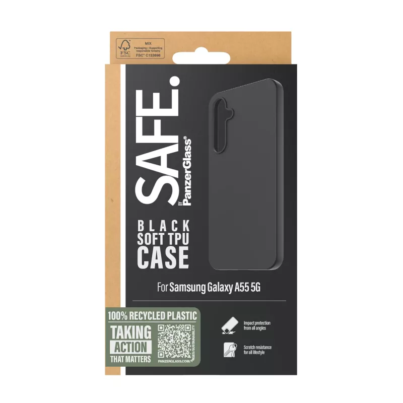 PanzerGlass SAFE. by ® TPU Hülle Samsung Galaxy A55 5G | Schwarz