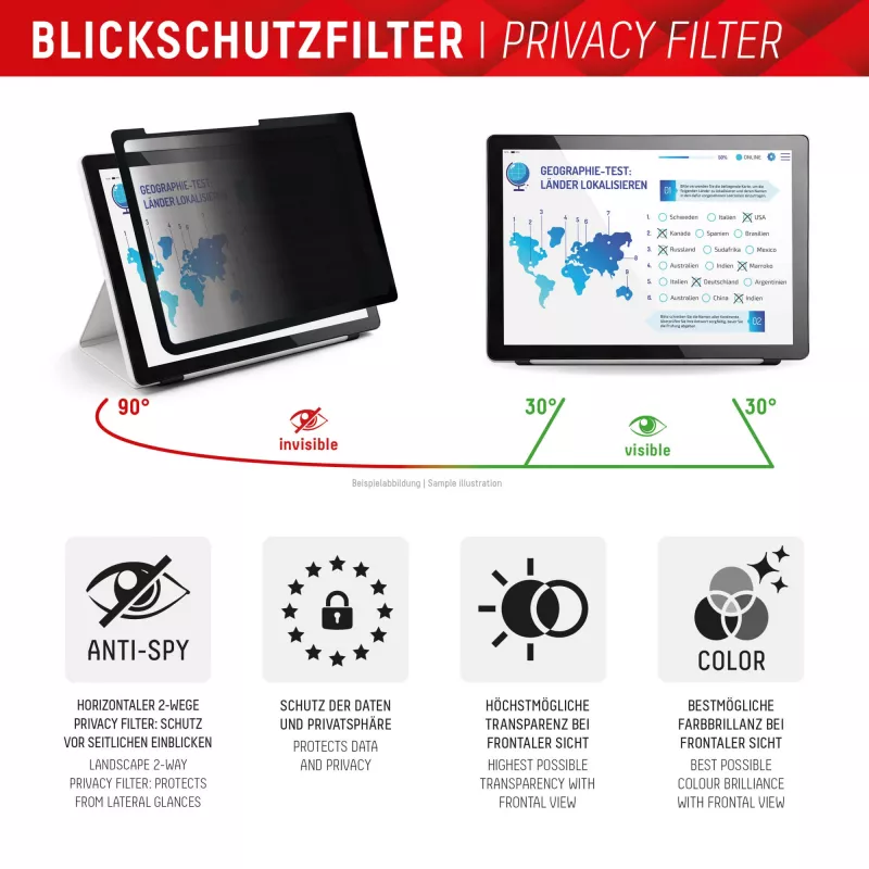 Displex TABLET PRIVACY SAFE abnehmbarer 2-Wege-Sichtschutzfilter für iPad Pro 11'' (2025/2024)