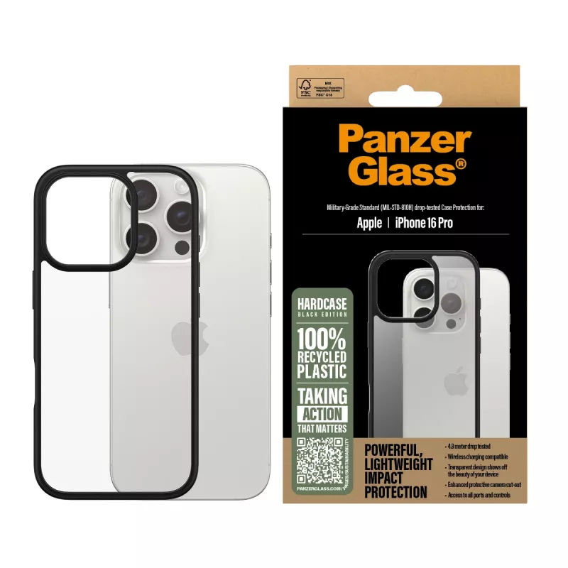 PanzerGlass HardCase Hülle für iPhone 16 Pro, schwarz (1296)