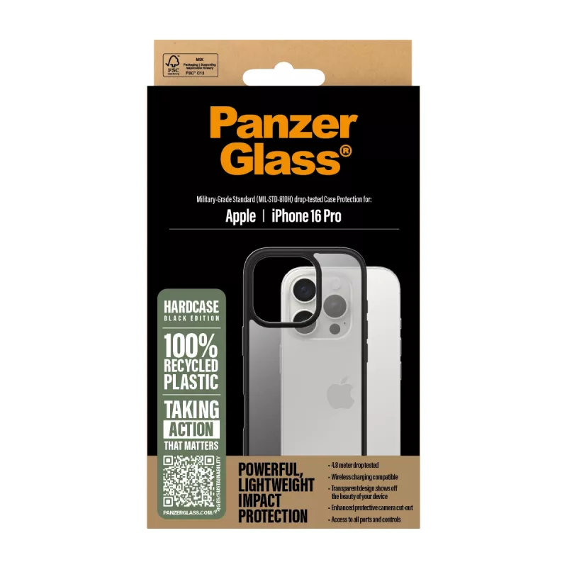 PanzerGlass HardCase Hülle für iPhone 16 Pro, schwarz (1296)