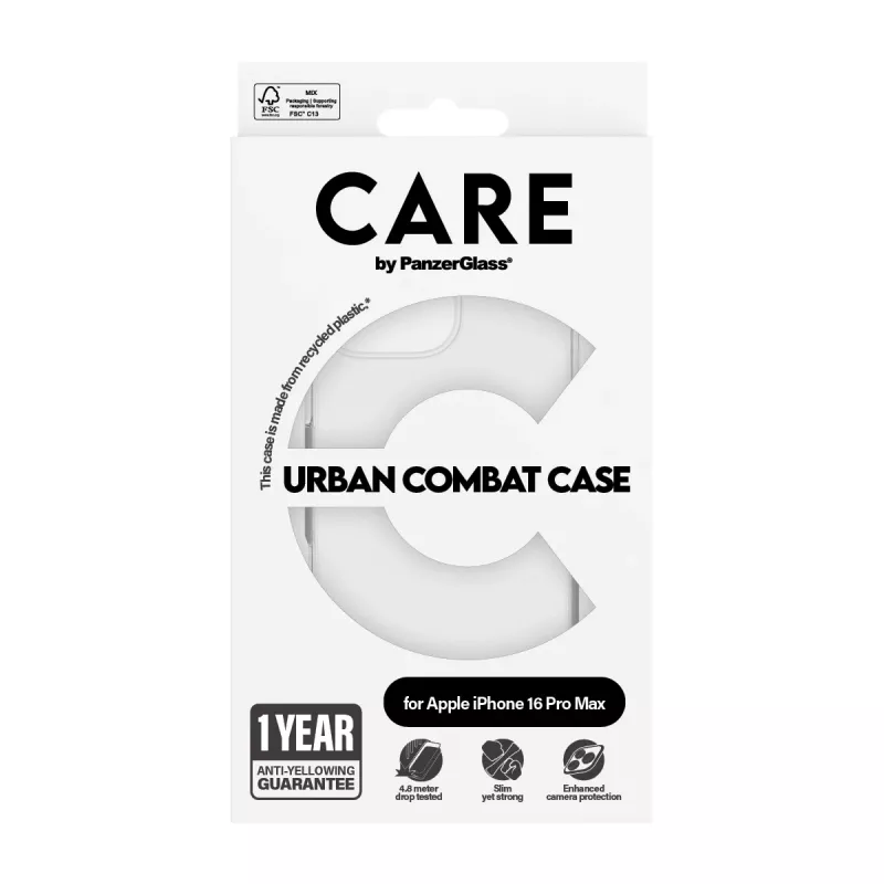 CARE by PanzerGlass Flagship Case 1356 Hülle für iPhone 16 Pro Max 6,9", Urban Combat, transparent