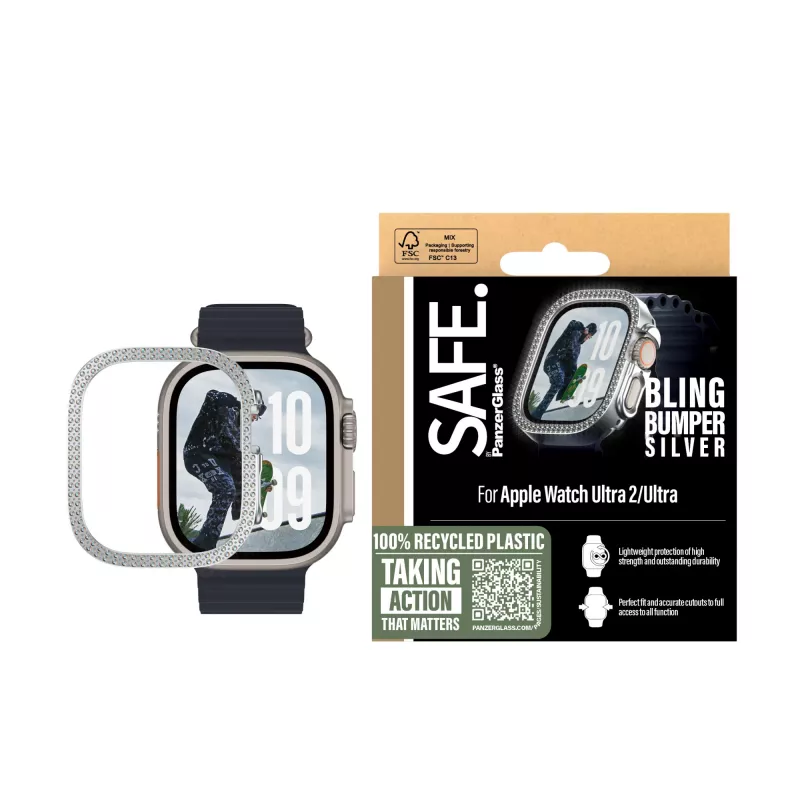 SAFE by PanzerGlass Bling Bumper SAFE95911 Hülle für Apple Watch Ultra / Ultra 2 / Ultra 3, silber
