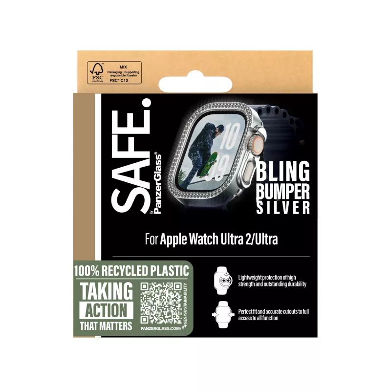 SAFE by PanzerGlass Bling Bumper SAFE95911 Hülle für Apple Watch Ultra / Ultra 2 / Ultra 3, silber