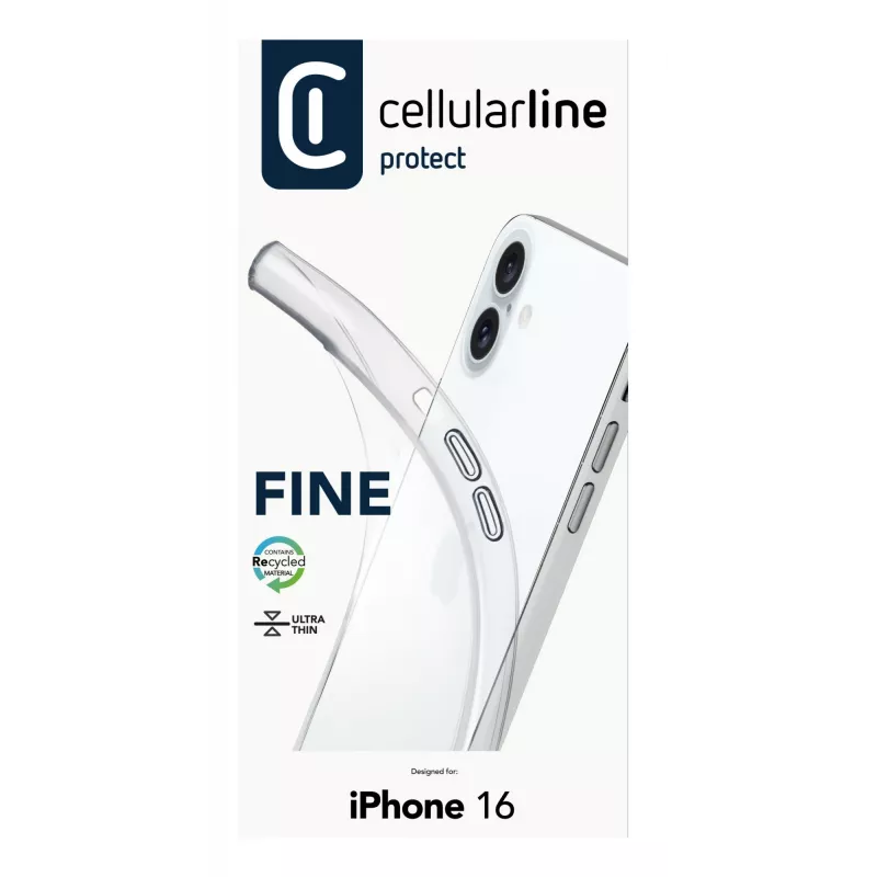Cellularline FINECIPH16T Fine Case Hülle für iPhone 16, transparent