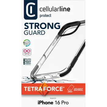 Cellularline Strong Guard Hülle für iPhone 16 Pro, transparent