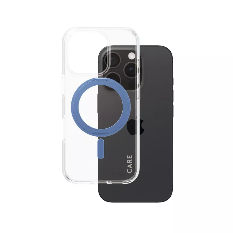PanzerGlass CARE Feature Case 1317 Hülle für iPhone 16 Pro, mit Aufsteller und MagSafe, Transparent Blau