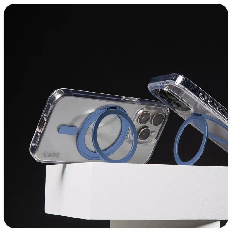 PanzerGlass CARE Feature Case 1317 Hülle für iPhone 16 Pro, mit Aufsteller und MagSafe, Transparent Blau