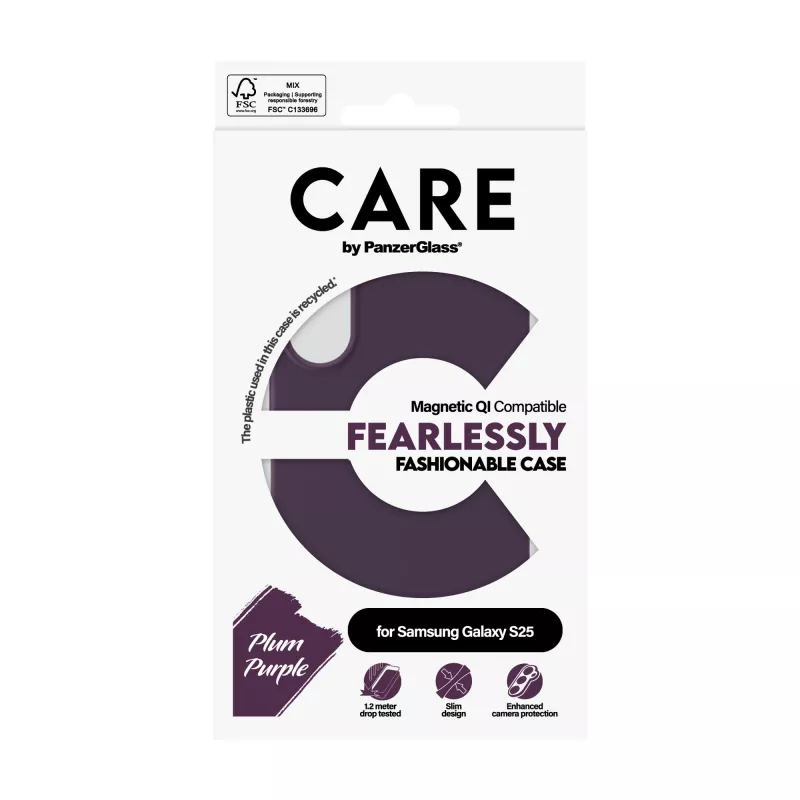 Cover PanzerGlass CARE by modische Hülle Plum Lila Samsung Galaxy S25 Transparent
