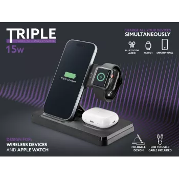 Tech Pop mobile device dock station Smartwatch/Smartphone Schwarz