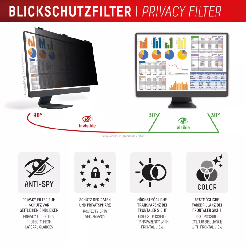 Displex PRIVACY SAFE abnehmbarer 2-Wege-Sichtschutzfilter für Desktop-Monitor 27'' (16:10)