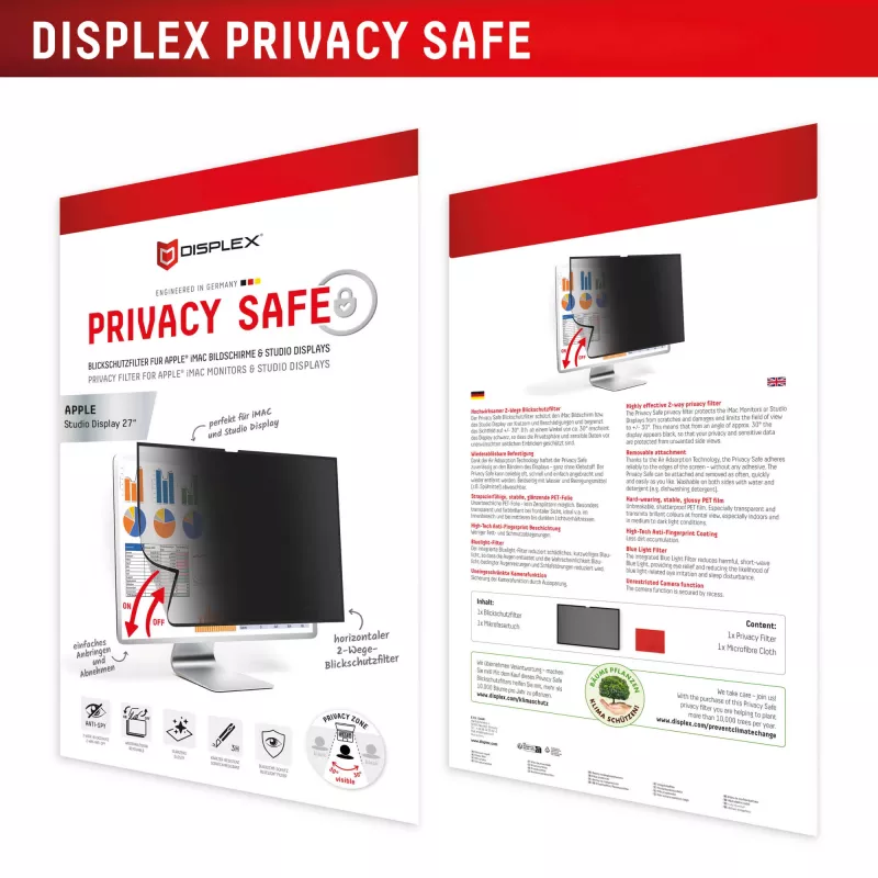 Displex PRIVACY SAFE abnehmbarer Zwei-Wege-Sichtschutzfilter für Studio Display 27 Zoll