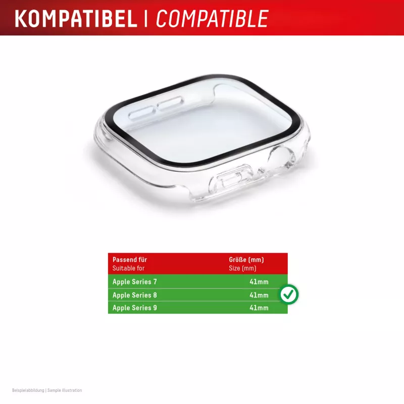 Displex 02128 Full Body Hülle für Apple Watch Series 9/8/7 (41 mm), transparent