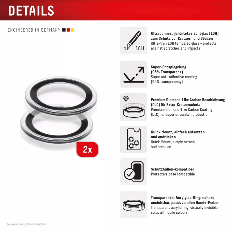 Displex CamGlass Single Lens Kameraschutz für iPhone 16e, 02124