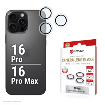 Displex Premium Kamera-Linsen-Glas, iPhone 16 Pro/16 Pro Max, 10H, Einzelringe, DLC, transparent, Schnellmontage