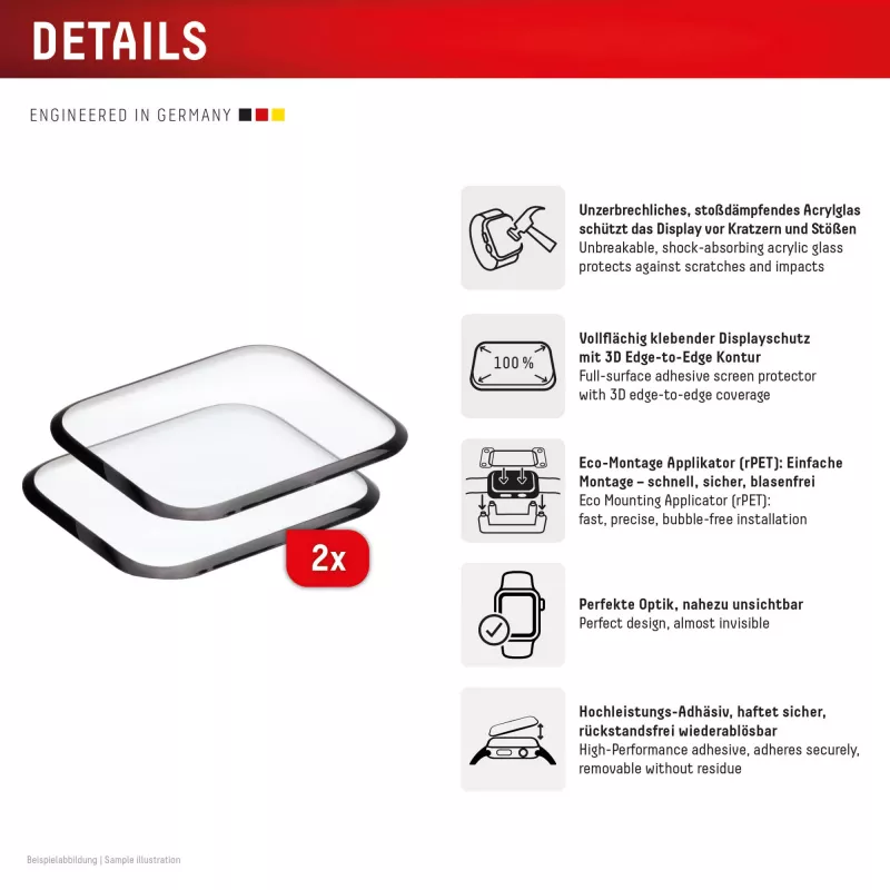 Bildschirmschutz Displex Unbreakable Full Cover Smart Glass Apple Watch 11/10 46mm Ultra-Dünn Randlos 2er-Pack
