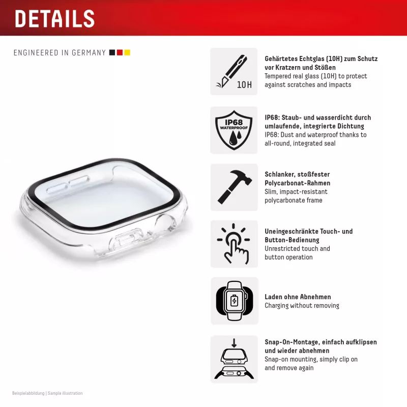 Displex 02136 Full-Body-Schutzhülle für Apple Watch SE (2/3) (40 mm), transparent