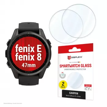 Displayschutzglas Compulocks Displex 9H für Garmin fenix 8 / fenix E (47 mm) – 2er-Pack, ultradünn, randlos, schmutzabweisend