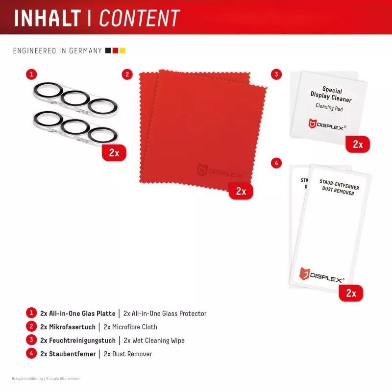 Displex Full Cover Kamera-Linsenglas Samsung Galaxy S25, 10H, Vollständiger Kameraschutz, Schnellmontage, 2er-Pack