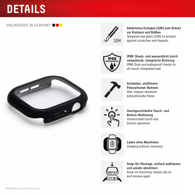 Displex 02135 Full-Body-Schutzhülle für Apple Watch Series 11/10 (46 mm), schwarz