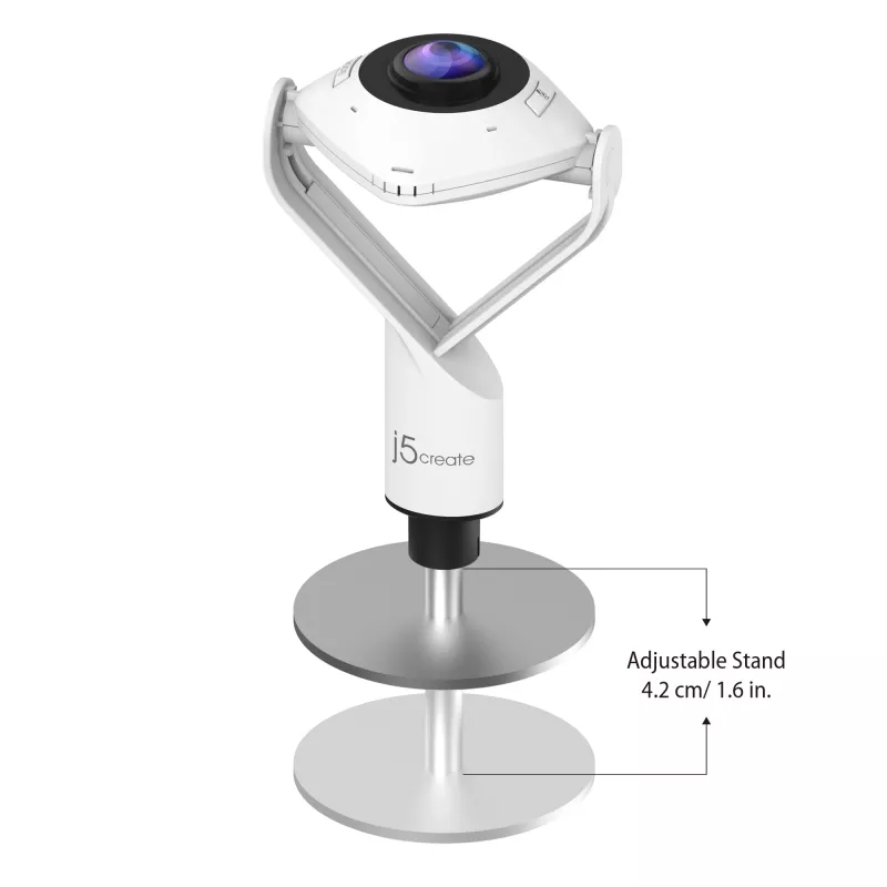 j5create JVCU360 360° Allround-Webcam, 1080p Videoaufnahme-Auflösung, Weiß und Schwarz