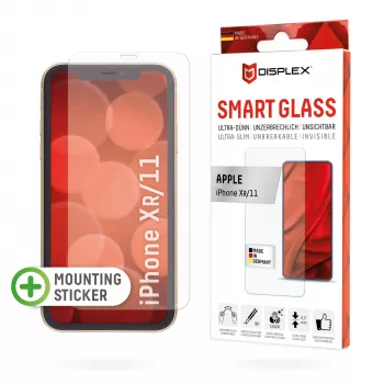 Displex Smart Glass (9H) für Apple iPhone XR/11, Montageaufkleber, unzerbrechlich, ultraschlank, unsichtbar
