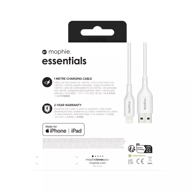 Ladekabel mophie essentials 1M Lightning auf USB A 12W