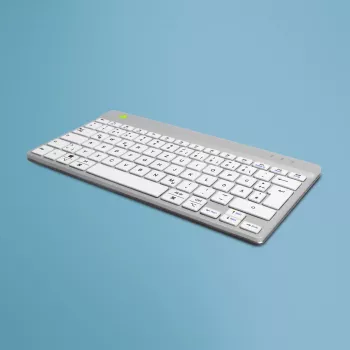 R-Go Tools Ergonomische Tastatur R-Go Compact Break, kompakte Tastatur mit Pausen-Software, QWERTZ (DE), Bluetooth, weiß