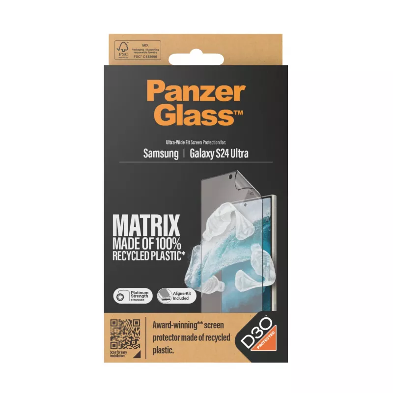 PanzerGlass ® ECO MATRIX Displayschutz mit D3O® Samsung Galaxy S24 Ultra | Ultra-Weit-Passform mit AlignerKit