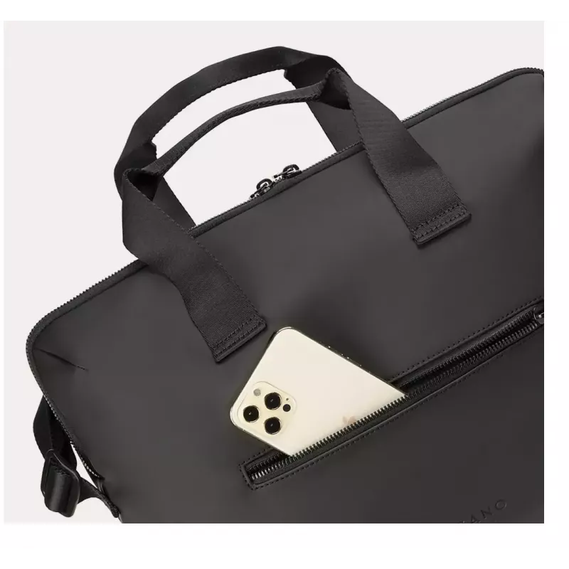 Tucano Gommo BGOM15-BK Laptoptasche für 15,6-Zoll-Laptops und MacBook Pro 16 Zoll (40,6 cm), wasserfestes recyceltes Material, Schultergurt, Schwarz