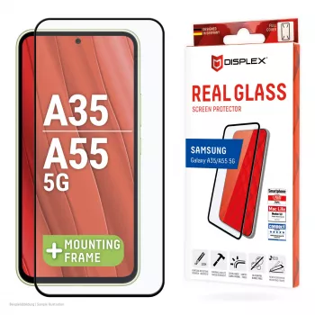 Displex Full Cover Screen Protector (10H) für Samsung Galaxy A35/A55 5G, Eco-Montagerahmen, Full Cover