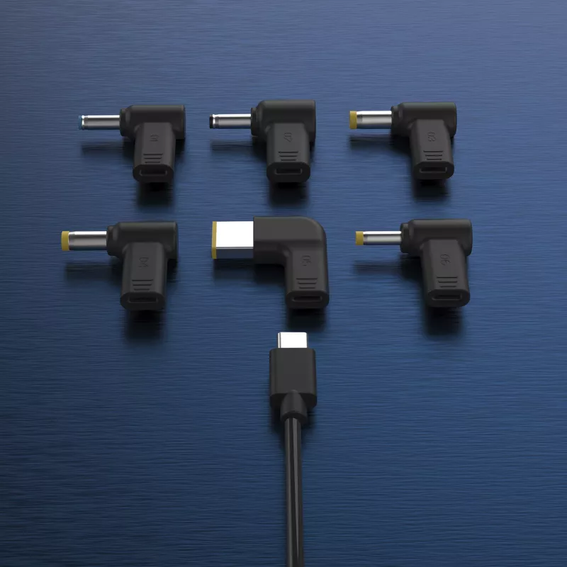 j5create JUP1565DC 67W GaN PD USB-C® Mini-Ladegerät mit 6 Arten von DC-Steckern – EU, Schwarz