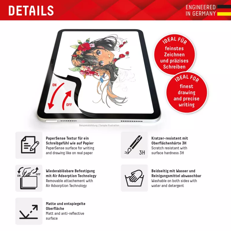 Displex TABLET PAPERSENSE für iPad Pro 11'' (2025/2024), abnehmbare Schreib- und Zeichenfolie mit Papiergefühl