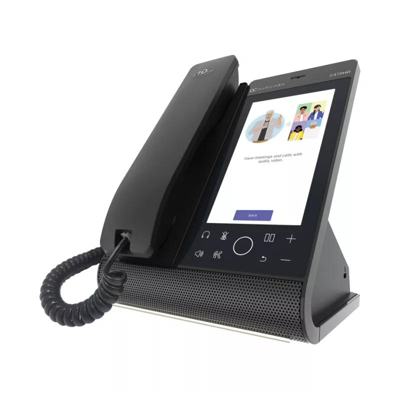 AudioCodes Teams C470HD TEAMS-C470HD-DBW Total Touch IP-Telefon, PoE, GbE, Bluetooth, 14 cm (5,5 Zoll) 720 x 1280, USB, Schwarz