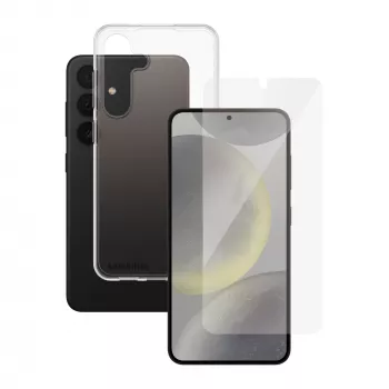 Bildschirmschutz 2-in-1-Bundle PanzerGlass SAFE. für Samsung Galaxy S24 — gehärtetes Glas + TPU-Rückseite, transparent, 50 Stück