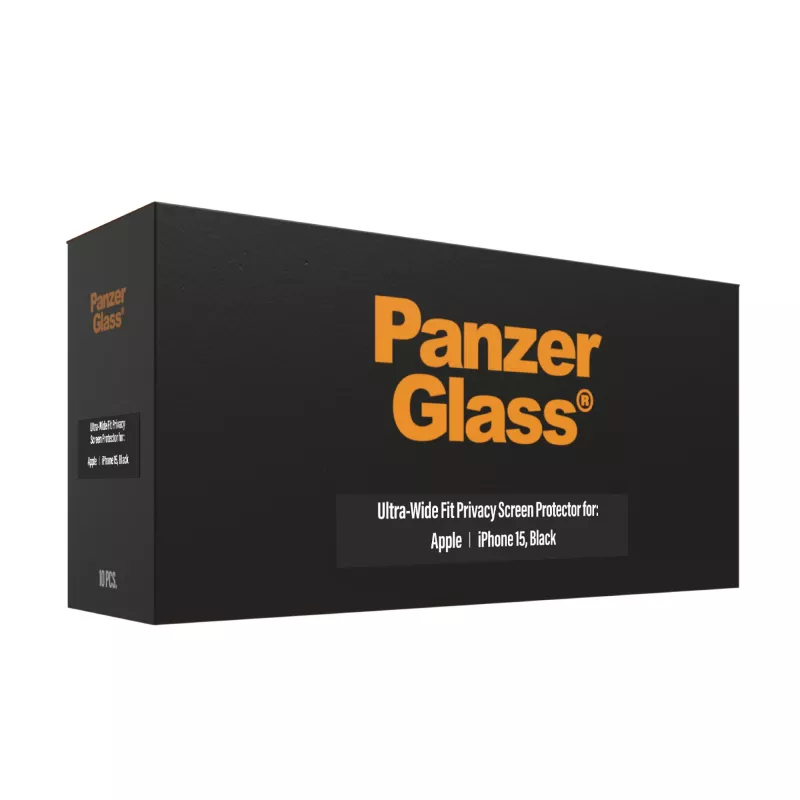 PanzerGlass Privacy Displayschutz für Apple iPhone 15, Ultra-Wide Fit, 10er-Pack