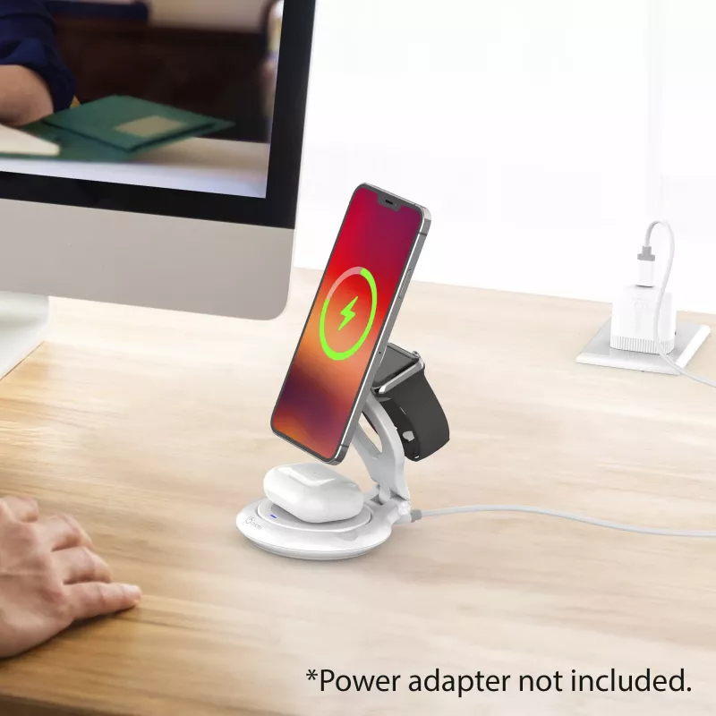 j5create Qi2 magnetische, faltbare 3-in-1-Ladestation Indoor USB Smartwatch Kopfhörer Smartphone