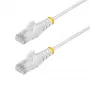 StarTech.com 2m Weiß schlank CAT6 Ethernet-Kabel, rastnasenschutz, 100W PoE, UTP, LSZH, 28AWG reines blankes Kupfer, schlank RJ45 Netzwerk-Patchkabel mit Zugentlastung, einzeln getestet