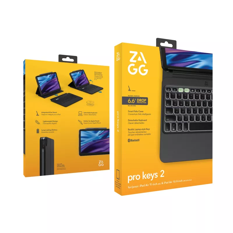 ZAGG Pro Keys 2 103414642 Tastatur-Foliohülle für iPad Air 11 (M2/M3), QWERTZ Deutsch, Schwarz