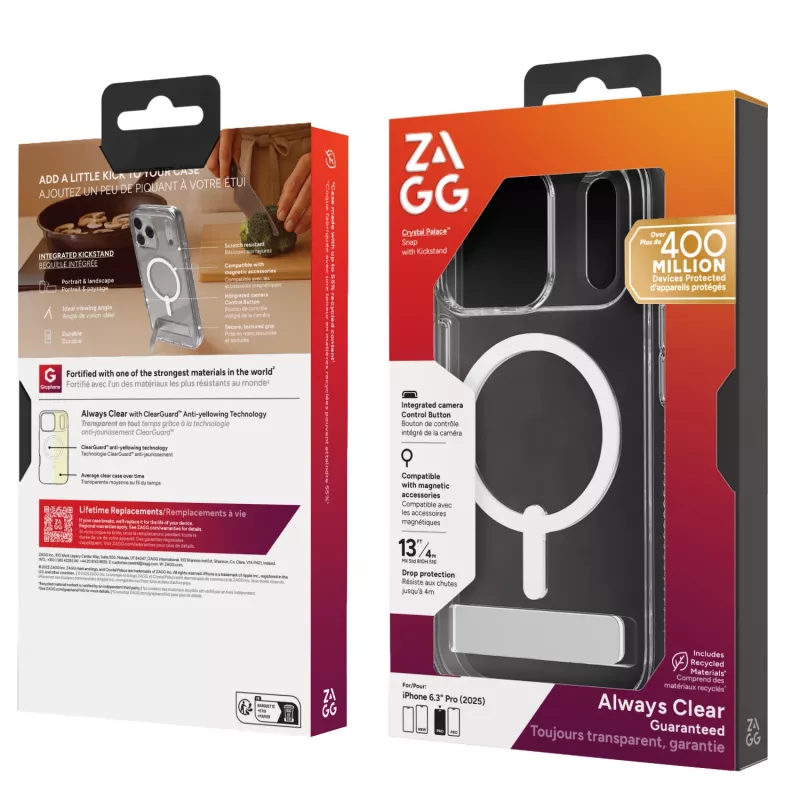 ZAGG Crystal Palace Snap Kickstand (Button Cover) Hülle für Apple iPhone 17 Pro Max