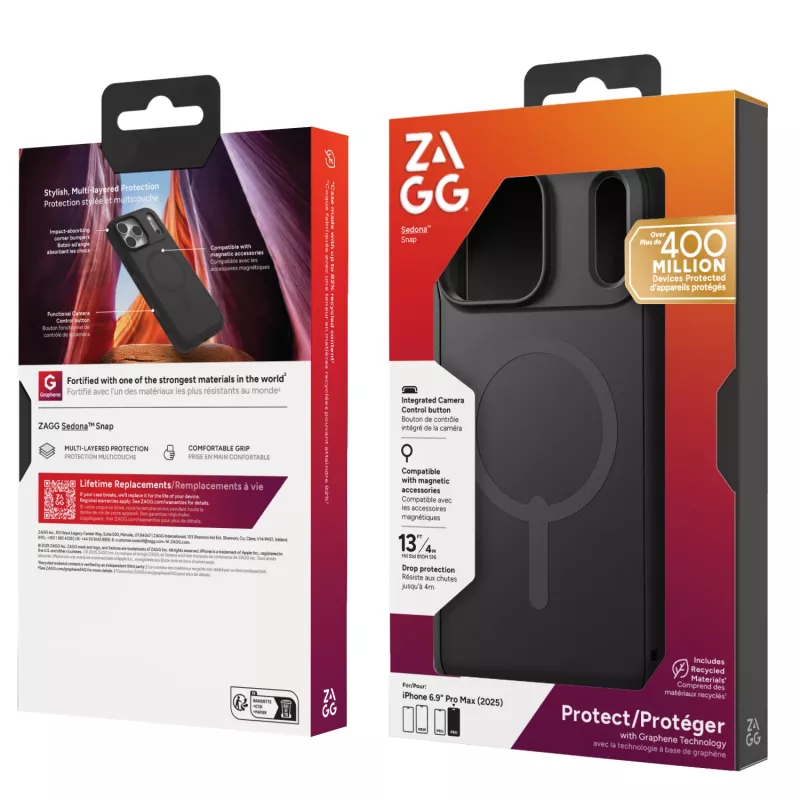 ZAGG Sedona Snap Hülle für Apple iPhone 17 Pro Max Flood Schwarz