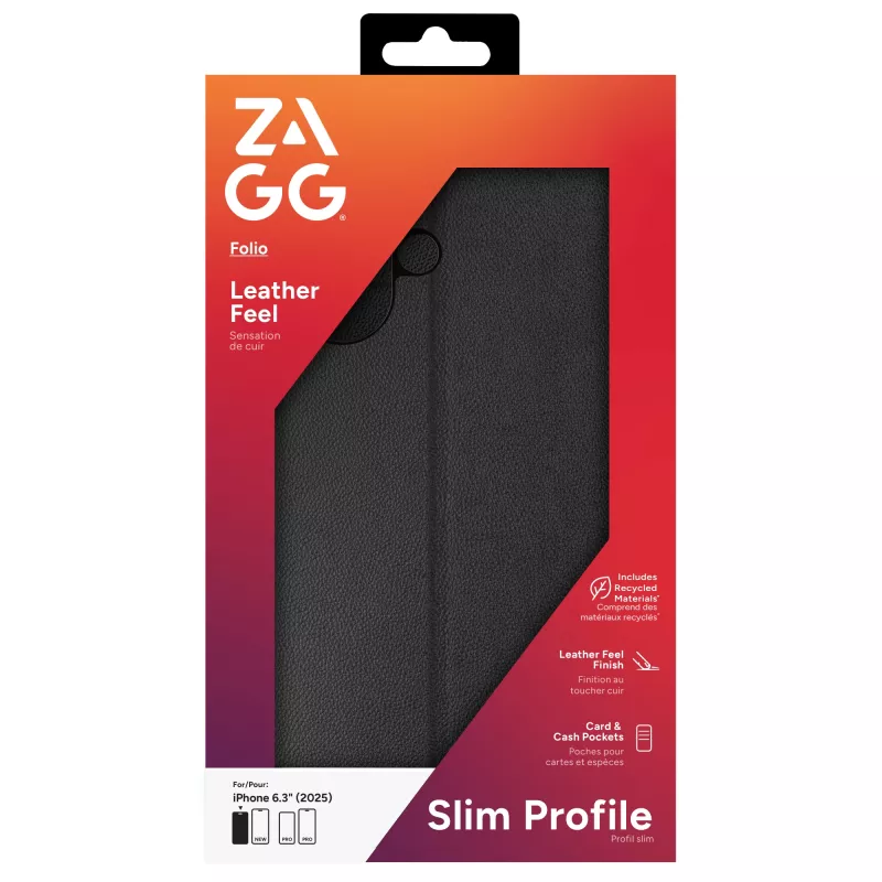 ZAGG Folio Hülle für Apple iPhone 17, Leder, Schwarz
